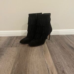 Via Spiga Vesta Fringe Suede Heeled Boots